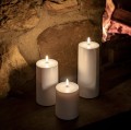 Świeca walec Outdoor zewnętrzna LED z ruchomym płomieniem 8,4x10 cm, biała - Uyuni