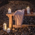 Świeca walec Outdoor zewnętrzna LED z ruchomym płomieniem 8,4x10 cm, biała - Uyuni