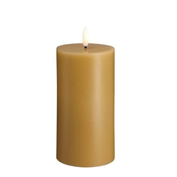 Świeca woskowa LED walec Silk 7,4 x 15 cm, Honey Mustard - Moods and More