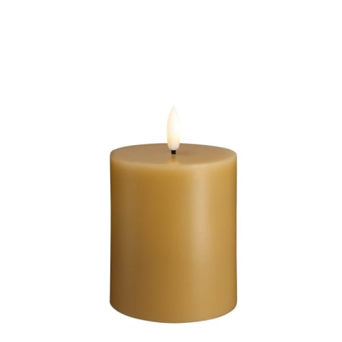 Świeca woskowa LED walec Silk 7,4 x 10 cm, Honey Mustard - Moods and More