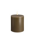 Świeca woskowa LED walec Silk 7,4 x 10 cm, Dark Sand - Moods and More