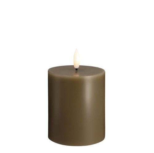 Świeca woskowa LED walec Silk 7,4 x 10 cm, Dark Sand - Moods and More