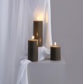 Świeca woskowa LED walec Silk 7,4 x 10 cm, Dark Sand - Moods and More
