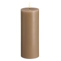 Świeca woskowa LED walec Silk 7,4 x 20 cm, Sand - Moods and More
