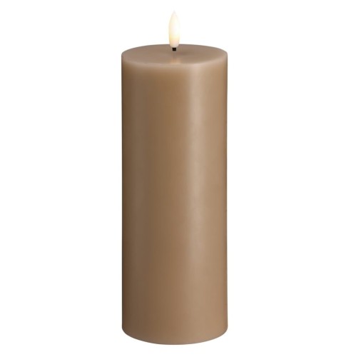 Świeca woskowa LED walec Silk 7,4 x 20 cm, Sand - Moods and More