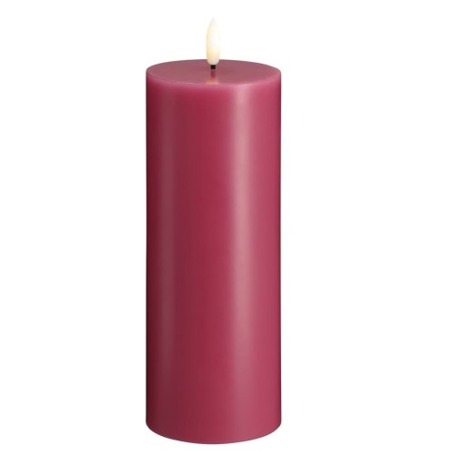 Świeca woskowa LED walec Silk 7,4 x 20 cm, Vintage Rose - Moods and More