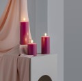 Świeca woskowa LED walec Silk 7,4 x 20 cm, Vintage Rose - Moods and More