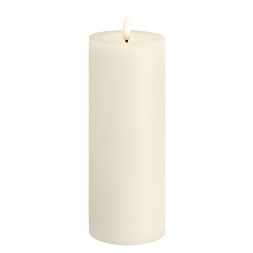 Świeca woskowa LED walec Silk Melted 7,4 x 20 cm, Ivory - Moods and More