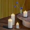 Świeca woskowa LED walec Silk Melted 7,4 x 15 cm, Ivory - Moods and More