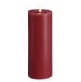 Świeca woskowa LED walec Silk Melted 7,4 x 20 cm, żurawinowa czerwień - Moods and More