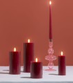 Świeca woskowa LED walec Silk Melted 7,4 x 10 cm, żurawinowa czerwień - Moods and More