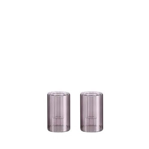 Szklane świeczniki na świece stożkowe Lima Charcoal, 2-pack - Moods and More