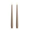 Świeca woskowa na baterie stożkowa Led Silk Slim 25, Sand, 2 szt - Moods and More