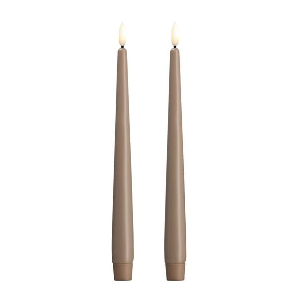 Świeca woskowa na baterie stożkowa Led Silk Slim 25, Sand, 2 szt - Moods and More