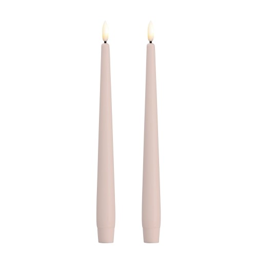Świeca woskowa na baterie stożkowa Led Silk Slim 25, blady róż, 2 szt - Moods and More