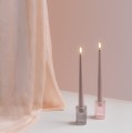 Świeca woskowa na baterie stożkowa Led Silk Slim 25, blady róż, 2 szt - Moods and More
