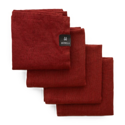 Lniane serwetki materiałowe na stół 45x45 Sunshine Lingonberry, 4-pak - Himla