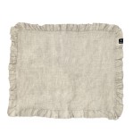 Podkładki na stół materiałowe z falbanką 37x50 lniane Volin Oatmeal, 2-pak - Himla