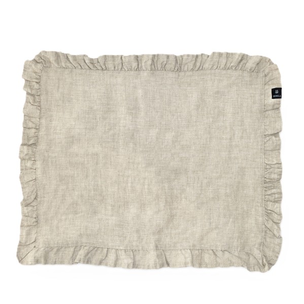 Podkładki na stół materiałowe z falbanką 37x50 lniane Volin Oatmeal, 2-pak - Himla