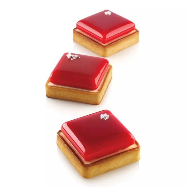 Forma do mini tart kwadratowych z ringami Kit Tarte Ring Square 8×8 cm, zestaw - Silikomart