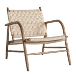 Fotel drewniany z podłokietnikami i plecionką Larreule - Vical