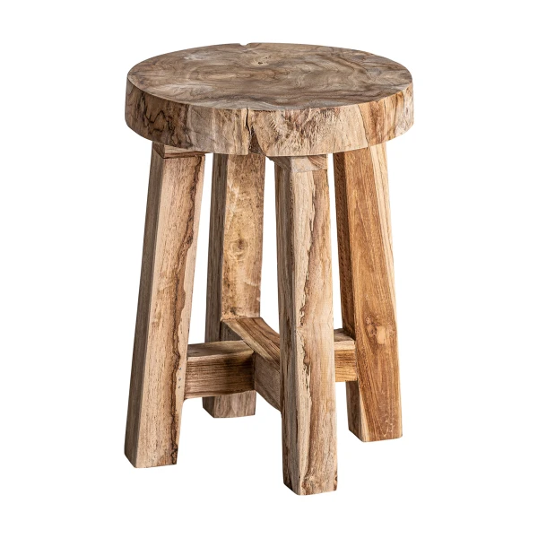 Niski drewniany stołek okrągły Kose - Vical