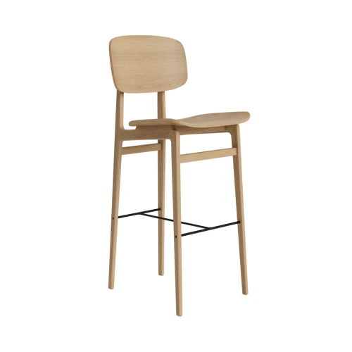 Hoker drewniany z oparciem NY11 75, dąb Natural - NORR11