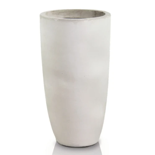 Donica okrągła wysoka z włókna ceramicznego Ø 32 cm, h 62 cm, jasny szary - Polnix