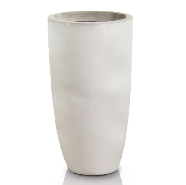 Donica okrągła wysoka z włókna ceramicznego Ø 32 cm, h 62 cm, jasny szary - Polnix