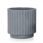 Donica okrągła z włókna ceramicznego Ø 45 cm, szara - Polnix