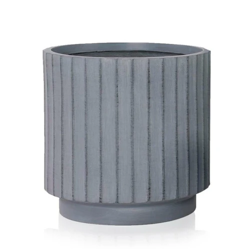Donica okrągła z włókna ceramicznego Ø 36 cm, szara - Polnix