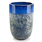 Wysoka donica ogrodowa ceramiczna szkliwiona niebieska 57 cm - Polnix