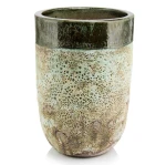 Wysoka donica ogrodowa ceramiczna szkliwiona zielona 50 cm - Polnix