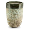 Wysoka donica ogrodowa ceramiczna szkliwiona zielona 65 cm - Polnix