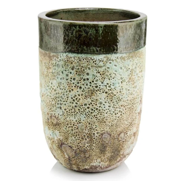 Wysoka donica ogrodowa ceramiczna szkliwiona zielona 65 cm - Polnix