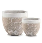 Donice ogrodowe ceramiczne szkliwione białe, 2 szt - Polnix