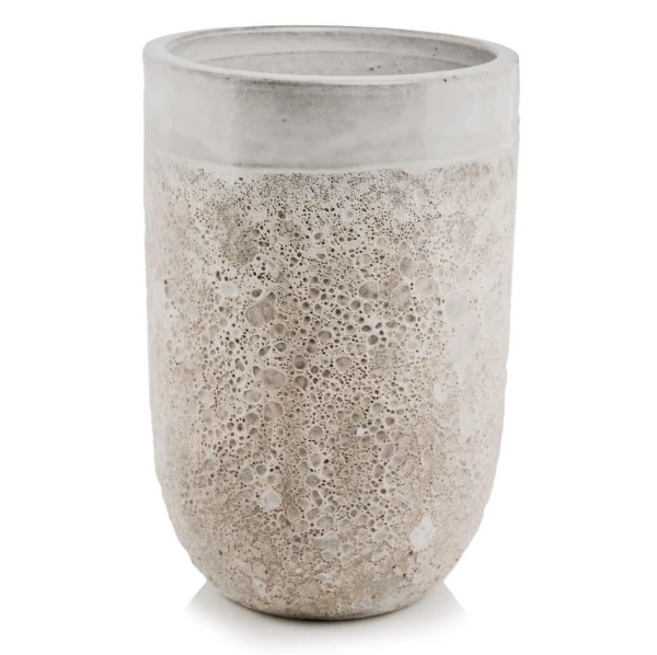 Donica ogrodowa ceramiczna wysoka szkliwiona biała 65 cm - Polnix