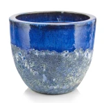 Donica ogrodowa ceramiczna szkliwiona niebieska Ø 30 cm - Polnix