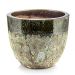 Donica ogrodowa ceramiczna szkliwiona zielona Ø 30 cm - Polnix