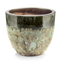Donica ogrodowa ceramiczna szkliwiona zielona Ø 37 cm - Polnix