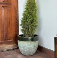 Donica ogrodowa ceramiczna szkliwiona zielona Ø 46 cm - Polnix