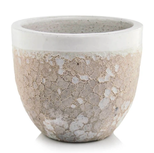 Donica ogrodowa ceramiczna szkliwiona biała Ø 37 cm - Polnix