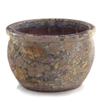 Niska donica ogrodowa ceramiczna mrozoodporna Ø 50, brązowo-czarna - Polnix