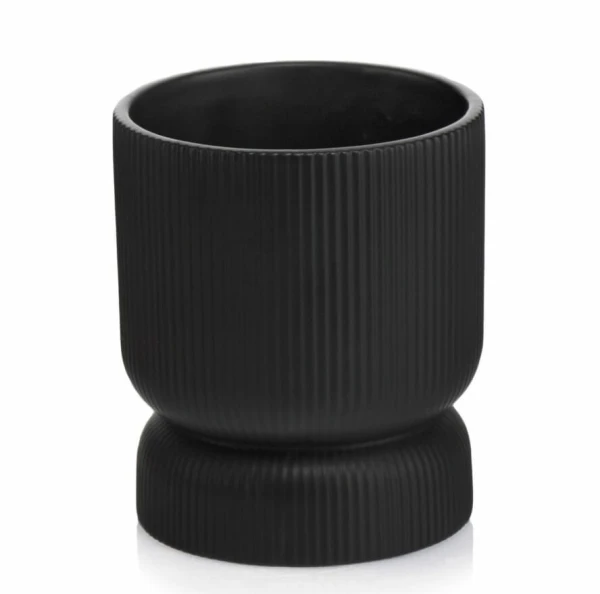 Doniczka kielich z ryflowaniem Ø16, czarna - Polnix
