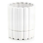 Doniczka ceramiczna z podstawką Ø 14 cm, biała - Polnix