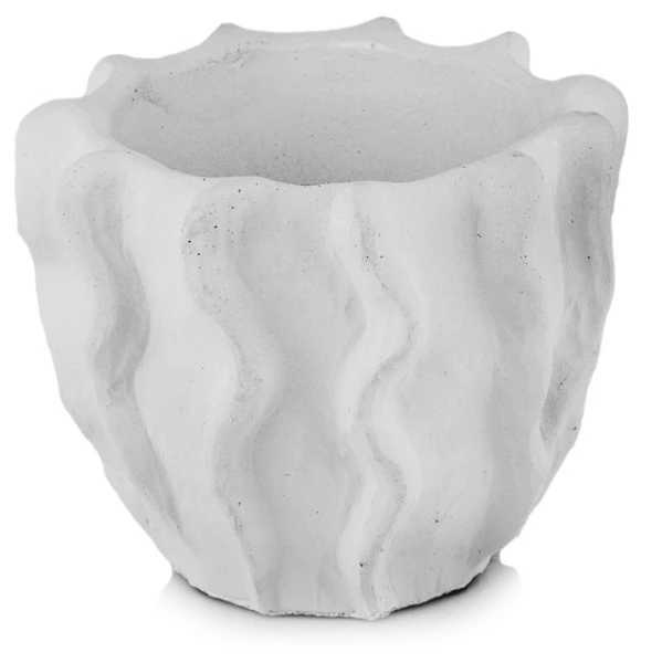 Osłonka ceramiczna z motywem fali Ø 22 cm, biała - Polnix