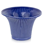 Ryflowana osłonka na doniczkę w kształcie kielicha Ø 20 cm, niebieska - Polnix