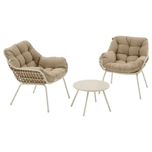 Krzesła ogrodowe ze stolikiem Paopao, Clay beż - Hesperide