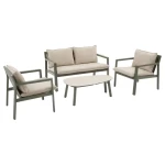 Zestaw mebli ogrodowych Flovia 4-osobowy z aluminium i texaline, Laurel green - Hesperide