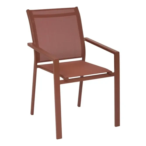 Krzesło ogrodowe sztaplowane z podłokietnikami Essentia, Mahogany - Hesperide